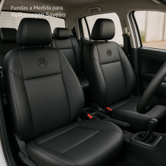 Fundas a Medida Volkswagen Saveiro (2017–2025) – Ecocuero Premium Airbag Safe | AutoAccesorios Uruguay